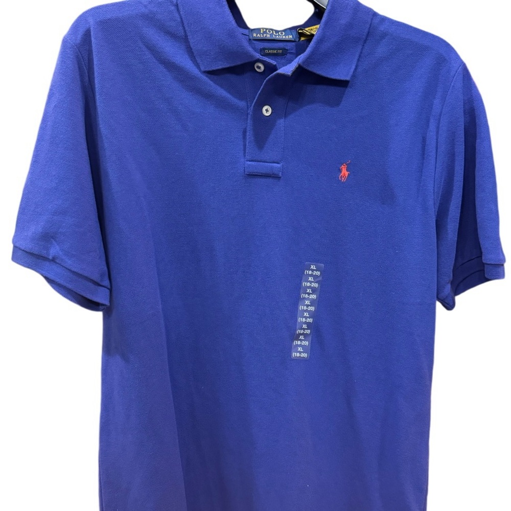 NWTs Ralph Lauren Boys XL 18-20 short sleeve polo in classic blue